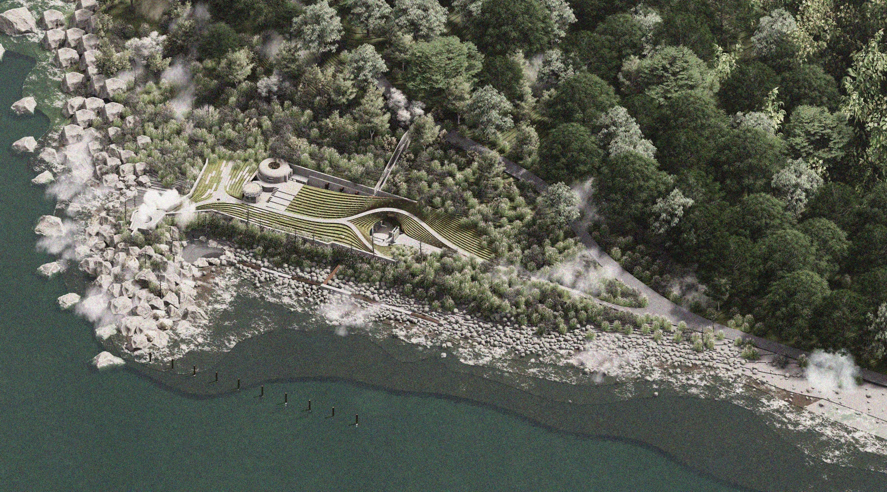 Orienteering, aerial view of the regenerated outpost